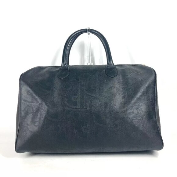 Dior vintage Trotter Hand Bag Tote Bag Duffle Bag Leather/PVC Black - Picture 11 of 13